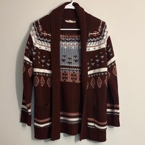 Burgundy Patterned Cardigan Sweater size XS by Pink Republic